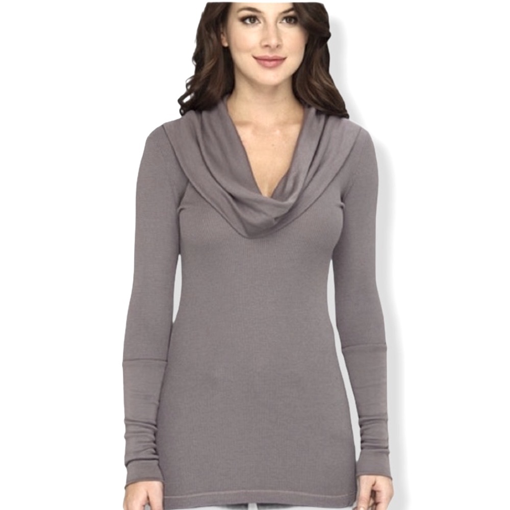 SPLENDID Thermal Cowl Neck Waffle Weave Supima Top Size Extra Small